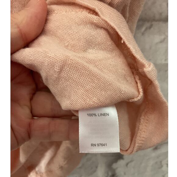 J. Jill Love Linen 100% Peachy Pink Linen Top 2X Cropped - Picture 7 of 7